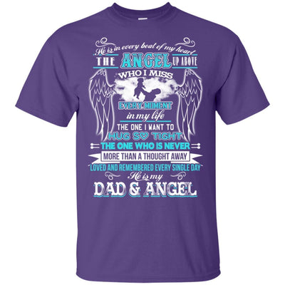BigProStore He Is My Dad And Angel T-Shirt Happy Father's Day In Heaven Quote Gift G200 Gildan Ultra Cotton T-Shirt / Purple / S T-shirt