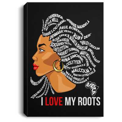 BigProStore African American Canvas Wall Art I Love My Roots Black History Canvas Art Living Room Decor CANPO75 Portrait Canvas .75in Frame / Black / 8" x 12" Apparel