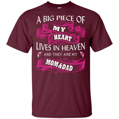 BigProStore A Big Piece Of My Heart Lives In Heaven Is My Angel Dad Mom T-Shirt G200 Gildan Ultra Cotton T-Shirt / Maroon / S T-shirt