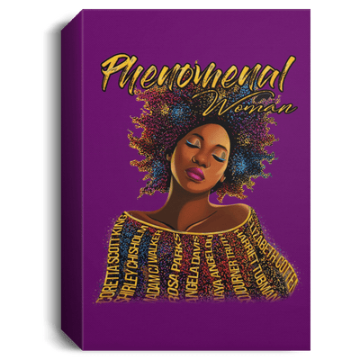 BigProStore African American Canvas Art Phenomenal Woman Afro Girl Art Afrocentric Living Room Decor CANPO15 Deluxe Portrait Canvas 1.5in Frame / Purple / 8" x 12" Apparel