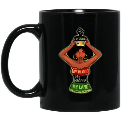 BigProStore My Crown My Blook My People My Land Mug African American Coffee Cup BM11OZ 11 oz. Black Mug / Black / One Size Coffee Mug
