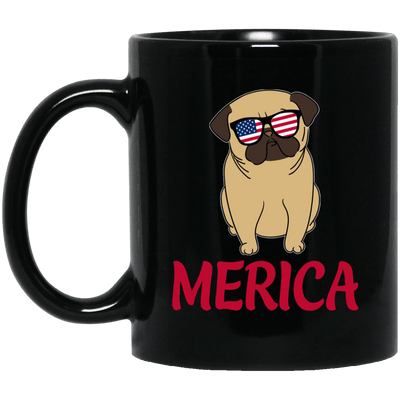 BigProStore Merica Pug Mug Amazig 4th July Pug Gifts For Puggy Puppies Lover BM11OZ 11 oz. Black Mug / Black / One Size Coffee Mug