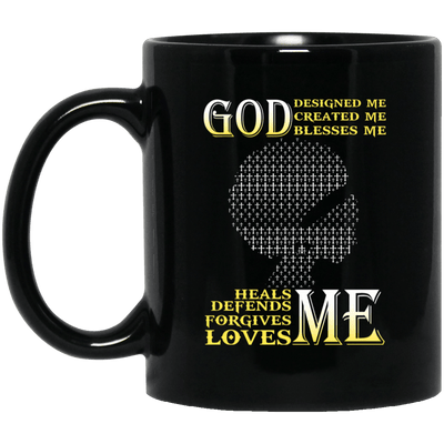 BigProStore God Designed Created Blesses Me Cup African American Black Women Mug BM11OZ 11 oz. Black Mug / Black / One Size Coffee Mug