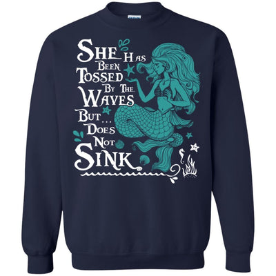BigProStore Mermaid T-Shirt She Has Been Tossed By The Waves G180 Gildan Crewneck Pullover Sweatshirt  8 oz. / Navy / S T-shirt