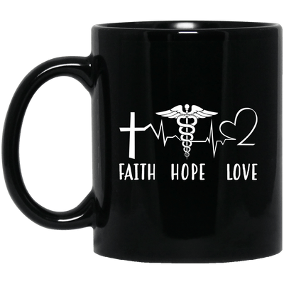 BigProStore Nurse Mug Faith Hope Love Heartbeat Nurses Week Gifts Idea BM11OZ 11 oz. Black Mug / Black / One Size Coffee Mug