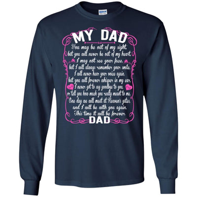 BigProStore I Love My Daddy You May Be Out Of My Sight Missing Dad Angel T-Shirt G240 Gildan LS Ultra Cotton T-Shirt / Navy / S T-shirt