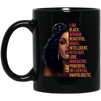 BigProStore I Am Black Woman Beautiful Magic Intelligent Afro Girl Rock Coffee Mug BM11OZ 11 oz. Black Mug / Black / One Size Coffee Mug