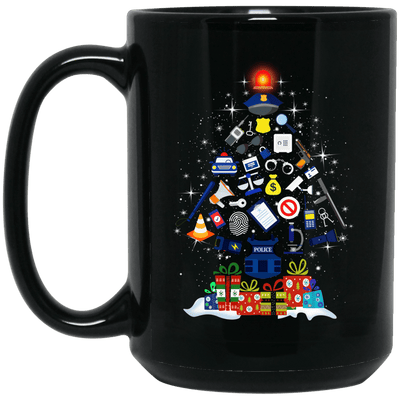BigProStore Police Mug Christmas Tree Decoration Law Enforcement Gifts Idea BM15OZ 15 oz. Black Mug / Black / One Size Coffee Mug
