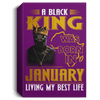 BigProStore African American Canvas Art A Black King Was Born In January Birthday Canvas Black Art Living Room Decor CANPO15 Deluxe Portrait Canvas 1.5in Frame / Purple / 8" x 12" Apparel