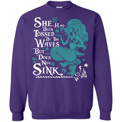 BigProStore Mermaid T-Shirt She Has Been Tossed By The Waves G180 Gildan Crewneck Pullover Sweatshirt  8 oz. / Purple / S T-shirt