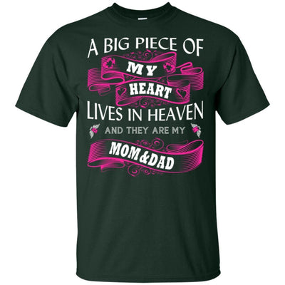 BigProStore A Big Piece Of My Heart Lives In Heaven Is My Angel Dad Mom T-Shirt G200 Gildan Ultra Cotton T-Shirt / Forest / S T-shirt