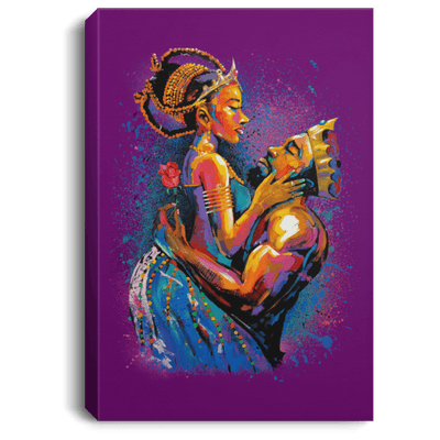 BigProStore African American Canvas Painting Pro Black King And Queen Art Black History Canvas Art Living Room Decor CANPO75 Portrait Canvas .75in Frame / Purple / 8" x 12" Apparel
