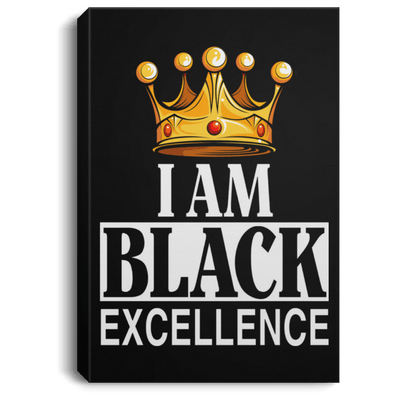 BigProStore African American Canvas Wall Art I Am Black Excellence Afrocentric Living Room Decor CANPO75 Portrait Canvas .75in Frame / Black / 8" x 12" Apparel