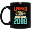 Legend Born January 2008 Coffee Mug 11th Birthday Gifts