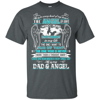 BigProStore He Is My Dad And Angel T-Shirt Happy Father's Day In Heaven Quote Gift G200 Gildan Ultra Cotton T-Shirt / Dark Heather / S T-shirt