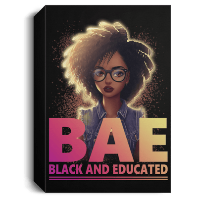 BigProStore African American Canvas Art Beautiful BAE Black And Educated Girl Black History Canvas Art Living Room Decor CANPO15 Deluxe Portrait Canvas 1.5in Frame / Black / 8" x 12" Apparel
