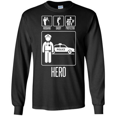 Husband Daddy Protector Police Hero Dad Funny T-Shirt Cop Tee Gift Idea