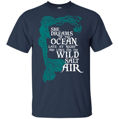 BigProStore Mermaid T-Shirt She Dream Of The Ocean Late At Night G200 Gildan Ultra Cotton T-Shirt / Navy / S T-shirt