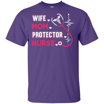 Wife Mom Protector Nurse Heartbeat Stethoscopes Cute Nursing T-Shirt