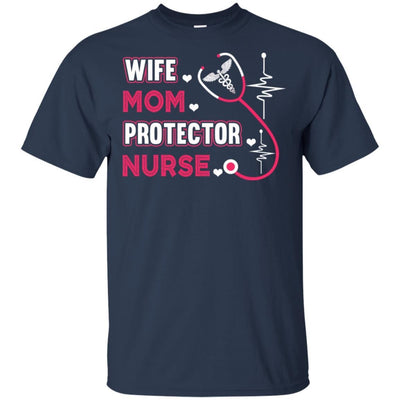Wife Mom Protector Nurse Heartbeat Stethoscopes Cute Nursing T-Shirt