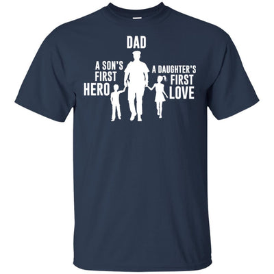 Police Dad T-Shirt Sons First Hero Daughters First Love Cop Tee Gift