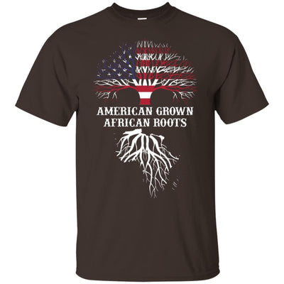 BigProStore American Grown African Roots T-Shirt Afro African American Graphic Tee G200 Gildan Ultra Cotton T-Shirt / Dark Chocolate / S T-shirt