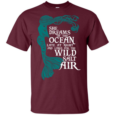 BigProStore Mermaid T-Shirt She Dream Of The Ocean Late At Night G200 Gildan Ultra Cotton T-Shirt / Maroon / S T-shirt