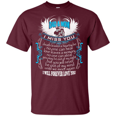 BigProStore I Miss My Dad And Mom In Heaven T-Shirt Cool Father's Day Gift Idea G200 Gildan Ultra Cotton T-Shirt / Maroon / S T-shirt