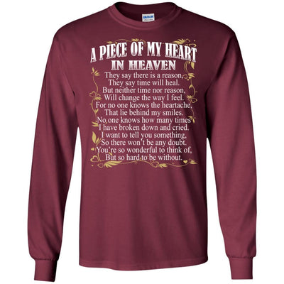 BigProStore A Piece Of My Heart In Heaven T-Shirt Memory Of Dad Father's Day Gifts G240 Gildan LS Ultra Cotton T-Shirt / Maroon / S T-shirt