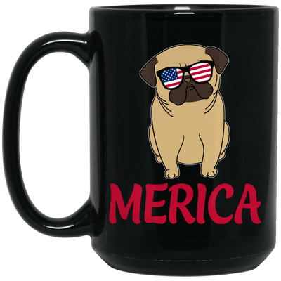BigProStore Merica Pug Mug Amazig 4th July Pug Gifts For Puggy Puppies Lover BM15OZ 15 oz. Black Mug / Black / One Size Coffee Mug