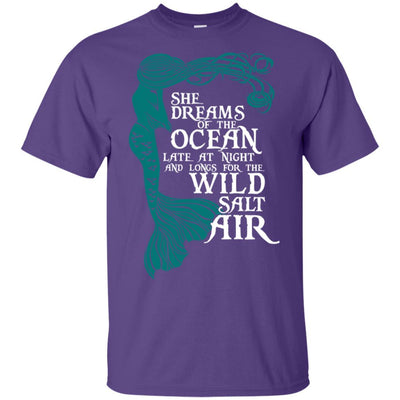 BigProStore Mermaid T-Shirt She Dream Of The Ocean Late At Night G200 Gildan Ultra Cotton T-Shirt / Purple / S T-shirt