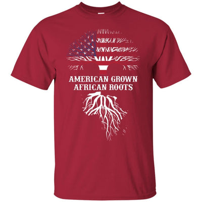 BigProStore American Grown African Roots T-Shirt Afro African American Graphic Tee G200 Gildan Ultra Cotton T-Shirt / Cardinal / S T-shirt