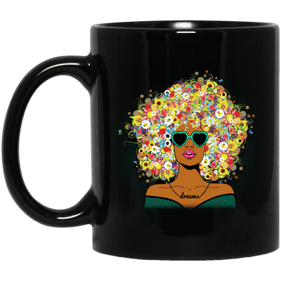 BigProStore African American Women Flower Melanin Poppin Coffee Mug Afro Girl Rock BM11OZ 11 oz. Black Mug / Black / One Size Coffee Mug
