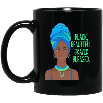 BigProStore Black Beautiful Brave And Blessed Mug African American Women Men Cup BM11OZ 11 oz. Black Mug / Black / One Size Coffee Mug