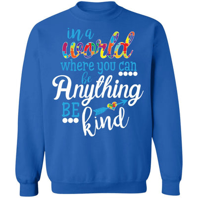 Autism Shirts In A World You Can Be Anything Be Kind Autism Awareness Puzzle Design
