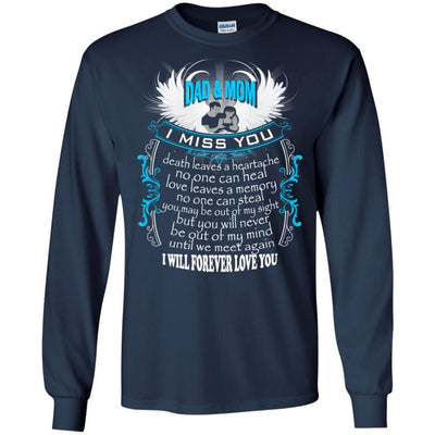 BigProStore I Miss My Dad And Mom In Heaven T-Shirt Cool Father's Day Gift Idea G240 Gildan LS Ultra Cotton T-Shirt / Navy / S T-shirt