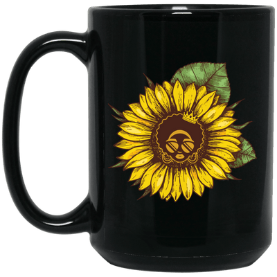BigProStore Sunflower African American Coffee Mug Melanin Women Afro Girl Pride Cup BM15OZ 15 oz. Black Mug / Black / One Size Coffee Mug
