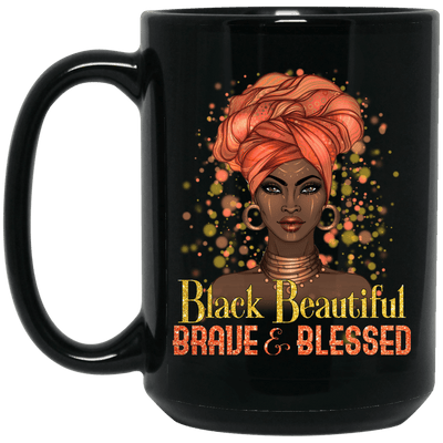 BigProStore Black Beautiful Brave And Blessed African American Melanin Coffee Mug BM15OZ 15 oz. Black Mug / Black / One Size Coffee Mug