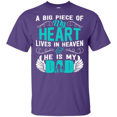 BigProStore A Big Piece Of My Heart Is My Dad In Heaven T-Shirt Father's Day Gift G200 Gildan Ultra Cotton T-Shirt / Purple / S T-shirt