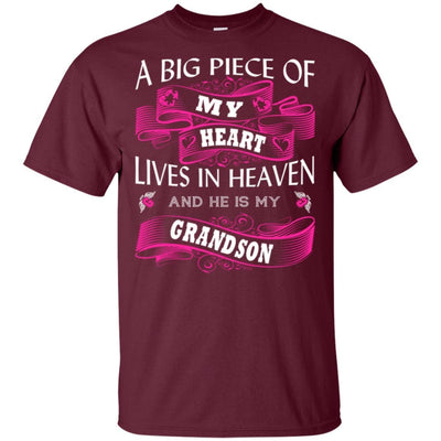 BigProStore A Big Piece Of My Heart Lives In Heaven Is My Angel Grandson T-Shirt G200 Gildan Ultra Cotton T-Shirt / Maroon / S T-shirt