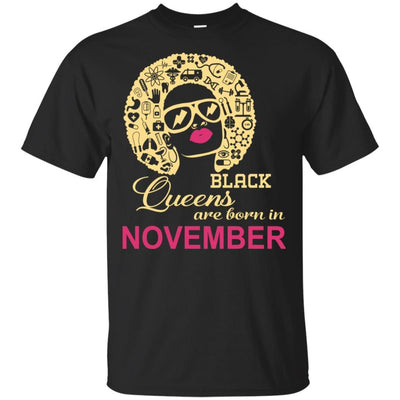 Black Queens Are Born In November Funny Nurse T-Shirt Nursing Design
