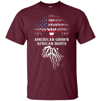 BigProStore American Grown African Roots T-Shirt Afro African American Graphic Tee G200 Gildan Ultra Cotton T-Shirt / Maroon / S T-shirt