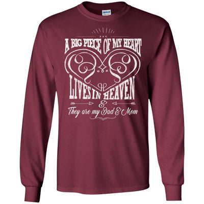 BigProStore They Are My Dad And Mom Angels T-Shirt Missing Parents In Heave Gift G240 Gildan LS Ultra Cotton T-Shirt / Maroon / S T-shirt