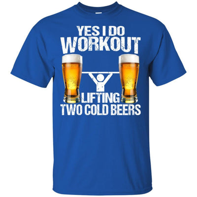 Yes I Do Workout Lifting Two Cold Beers T-Shirt Funny Beer Lover Shirt