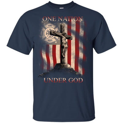 Firefighter T-Shirt One Nation Under God Christian Firemen Shirts
