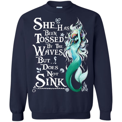 BigProStore Mermaid T-Shirt She Has Been Tossed By The Waves But Does Not Sink G180 Gildan Crewneck Pullover Sweatshirt  8 oz. / Navy / S T-shirt