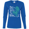 BigProStore Mermaid T-Shirt She Has Been Tossed By The Waves G540L Gildan Ladies' Cotton LS T-Shirt / Royal / S T-shirt