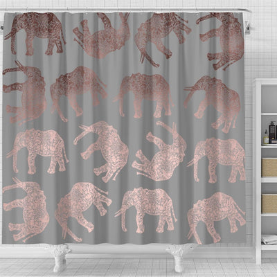 BigProStore Elephant Shower Curtain Sets Elegant Clear Rose Gold Tribal Elephant Pattern Bathroom Sets Shower Curtain / Small (165x180cm | 65x72in) Shower Curtain