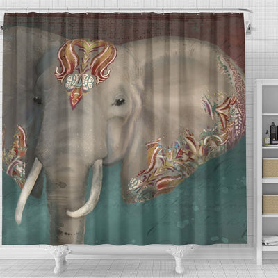 BigProStore Elephant Print Shower Curtains Elephant Boho Bohemian Tribal Kashmir Kani Shower Small Bathroom Decor Ideas Shower Curtain / Small (165x180cm | 65x72in) Shower Curtain