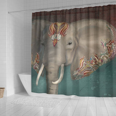 BigProStore Elephant Print Shower Curtains Elephant Boho Bohemian Tribal Kashmir Kani Shower Small Bathroom Decor Ideas Shower Curtain